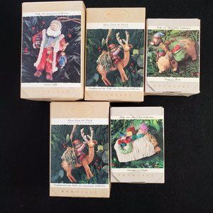 Hallmark Folk Art Americana Collection 5 Ornaments NIB